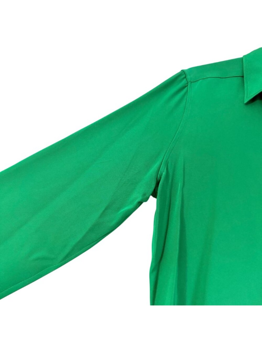 Ann Mashburn Kelly Green Silk Sateen Long Sleeve Button Blouse Womens Medium - Picture 3 of 6